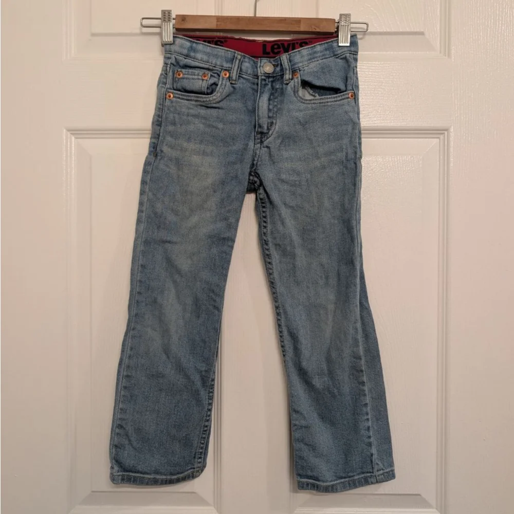 Kids Levi's Blue 514 Straight Jeans Size 6 with Red Waistband